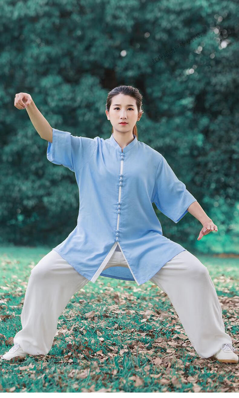 太极服夏季2022年新款短袖太极服女夏季太极拳练功服装男高端薄款棉麻