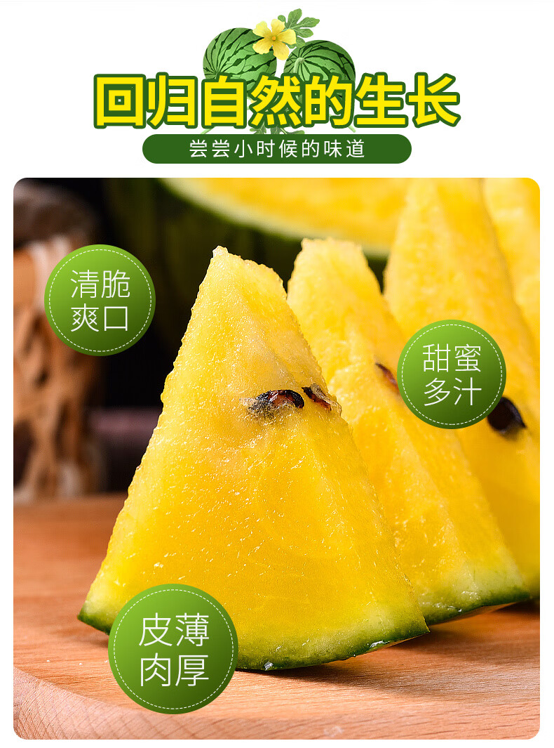 冰淇淋西瓜 宝宝孕妇 生鲜应季当季水果 山东馆 富硒仁风黄瓤西瓜 3斤