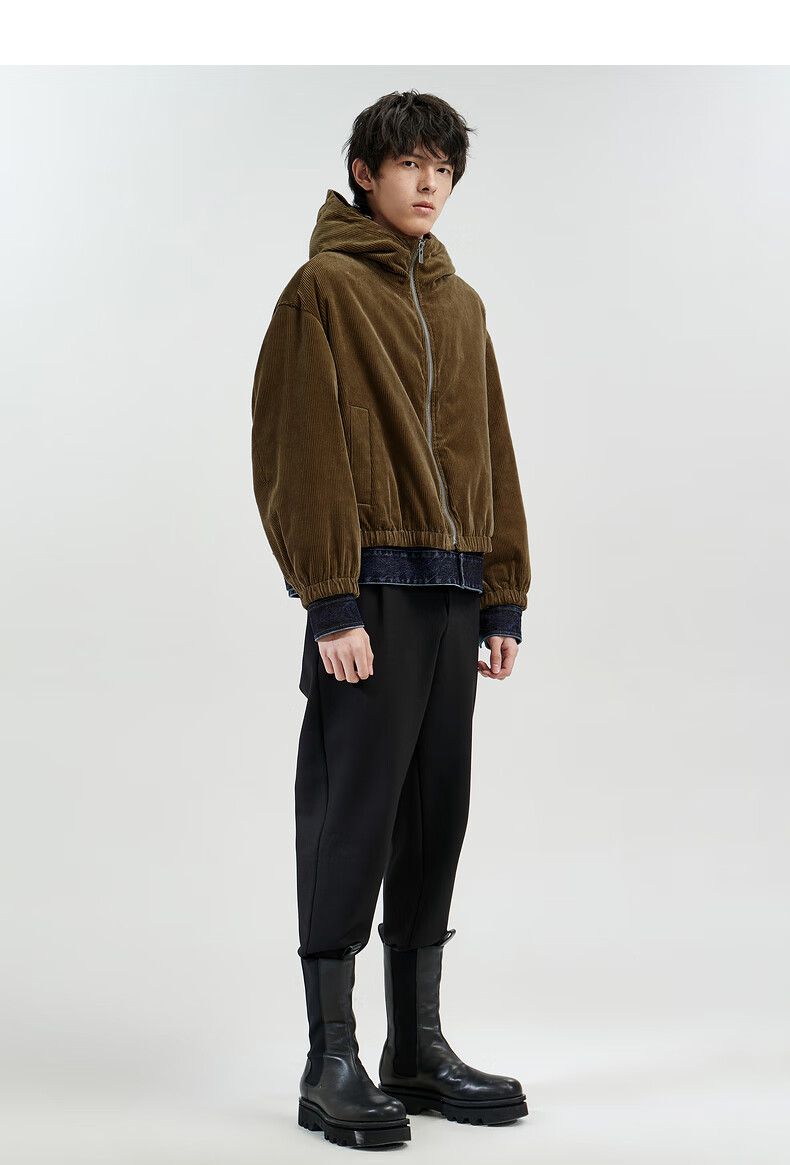 速写男装秋冬新品羽绒服连帽短款外套男时尚简约oversize 037驼灰 xl