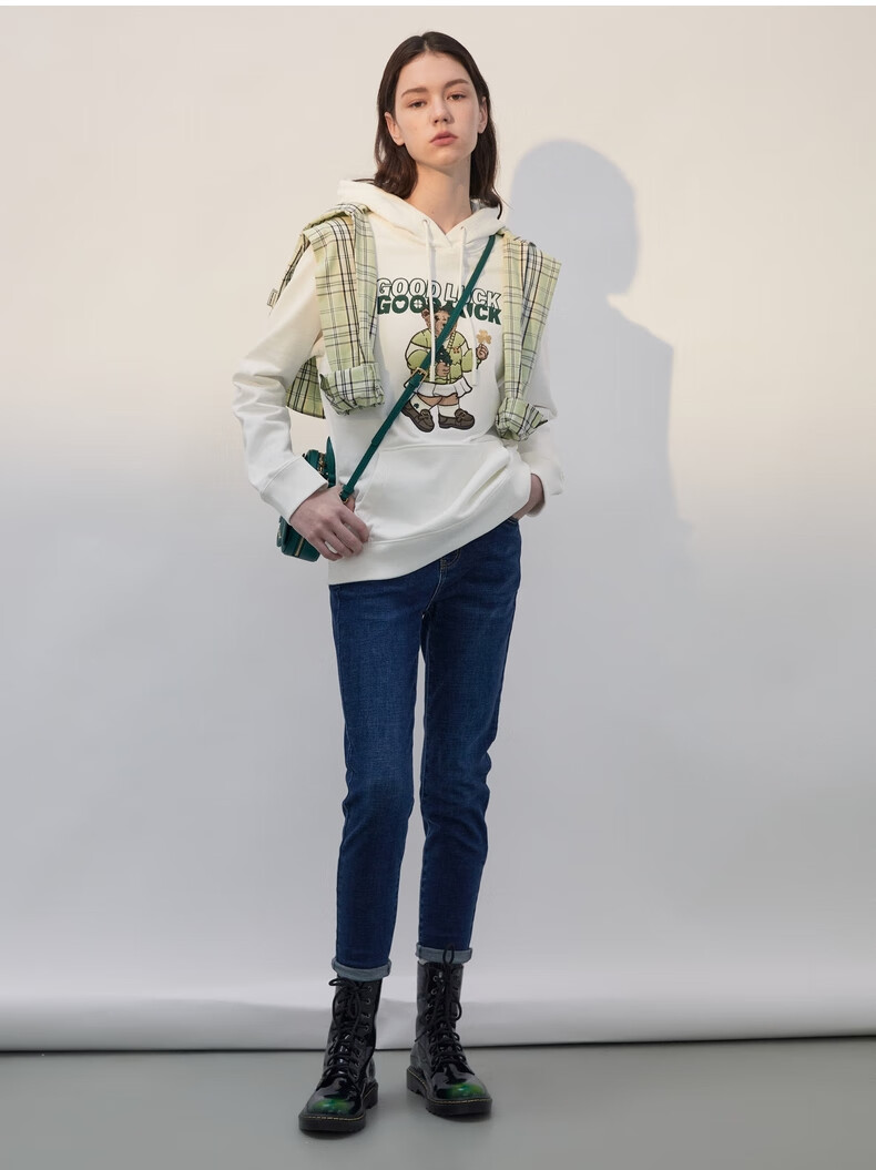 teenieweenie小熊牛仔裤长裤黑色小脚裤弹力女2022春季新款铅笔裤tttj