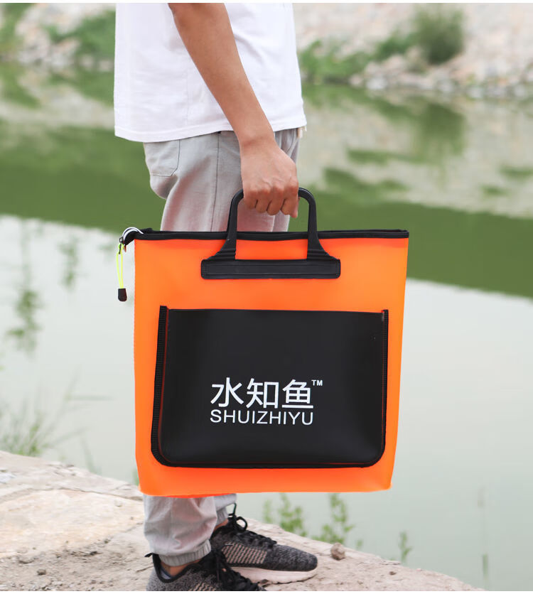 防水渔具包钓鱼用品折叠渔具袋 【橙色 侧兜】48cm加厚款【图片 价格