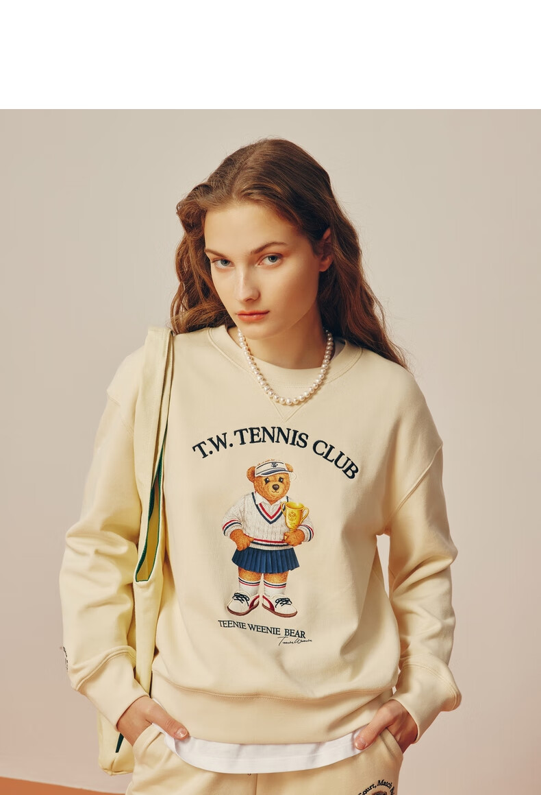 teenieweenie小熊圆领套头卫衣印花短款上衣宽松韩版显瘦女春夏款ttm