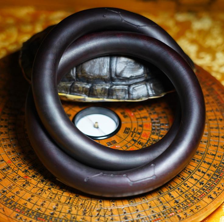 碧家 乾坤圈 雷击枣木手镯阴阳环道家手工雕刻打磨一体无拼接实木