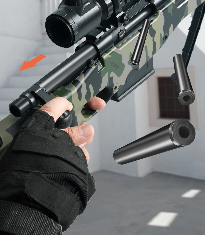 捷鹰awm拉栓抛壳软弹枪软蛋模型吃鸡男孩玩具枪zm08