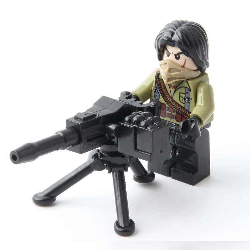 兼容防爆服第三方军事人仔积木拼装装备加特林机枪迫击炮 加特林机枪