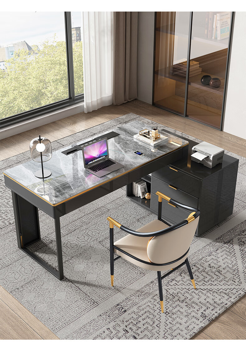 雅昶岩板现代轻奢书桌家用写字桌成人写字台简约书房办公转角书桌16米