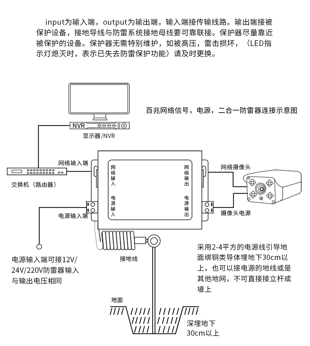 电源防雷模块接线图图片