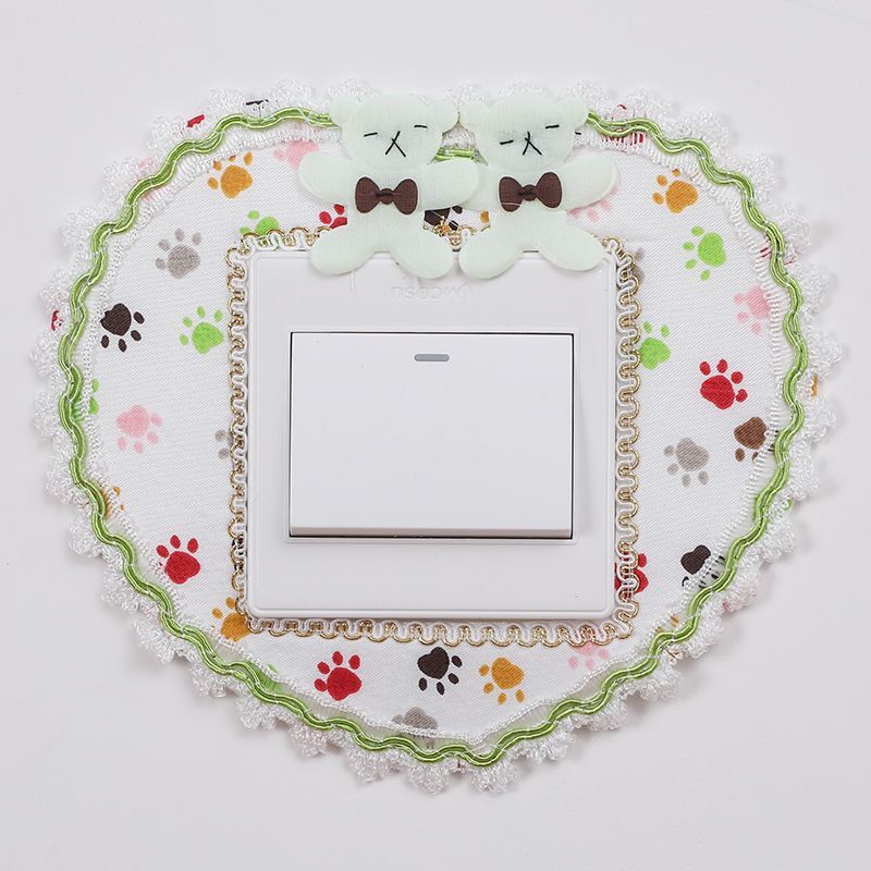 开关贴墙贴开关套保护罩开关装饰贴布艺创意插座套插板贴粉色熊