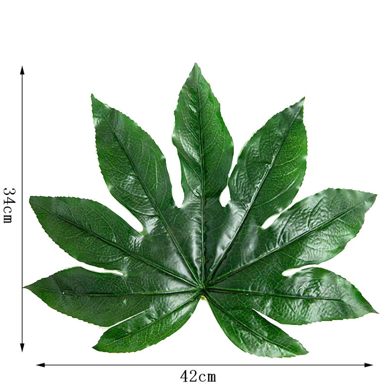 仿真八角金盘叶子塑料假树叶单片绿叶水果店生鲜果蔬垫子篮子装饰