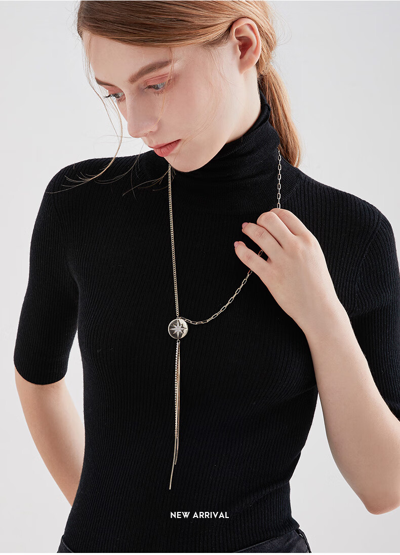 八芒星毛衣链女长款2022年新款潮秋冬高档毛衣项链时尚大气配饰