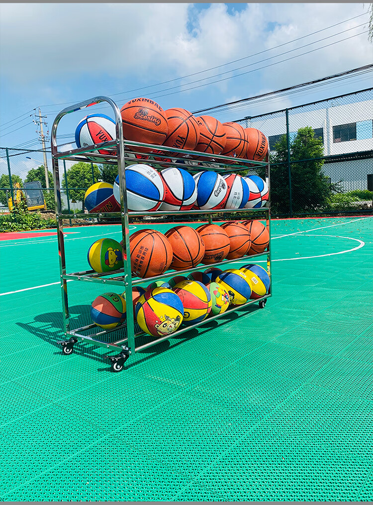 篮球收纳架不锈钢移动置球架幼儿园篮球足球排球架球类收纳筐推车定制