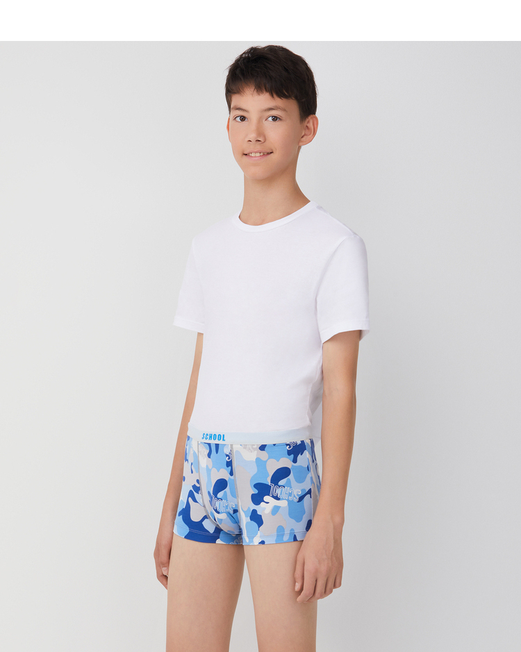 爱慕少年内裤男孩莫代尔印花初中生中腰平角裤素色内裤学生内裤印花