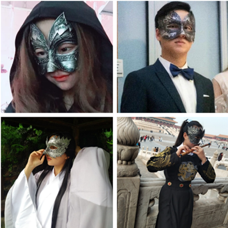 万圣节古风半脸情趣面具男假面化妆舞会性感中国风女面罩帅气 街舞