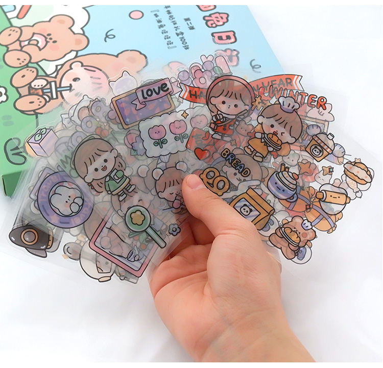语闲手账贴纸套装100张可爱动漫卡通手帐本素材奶油兔提拉多装饰ins风