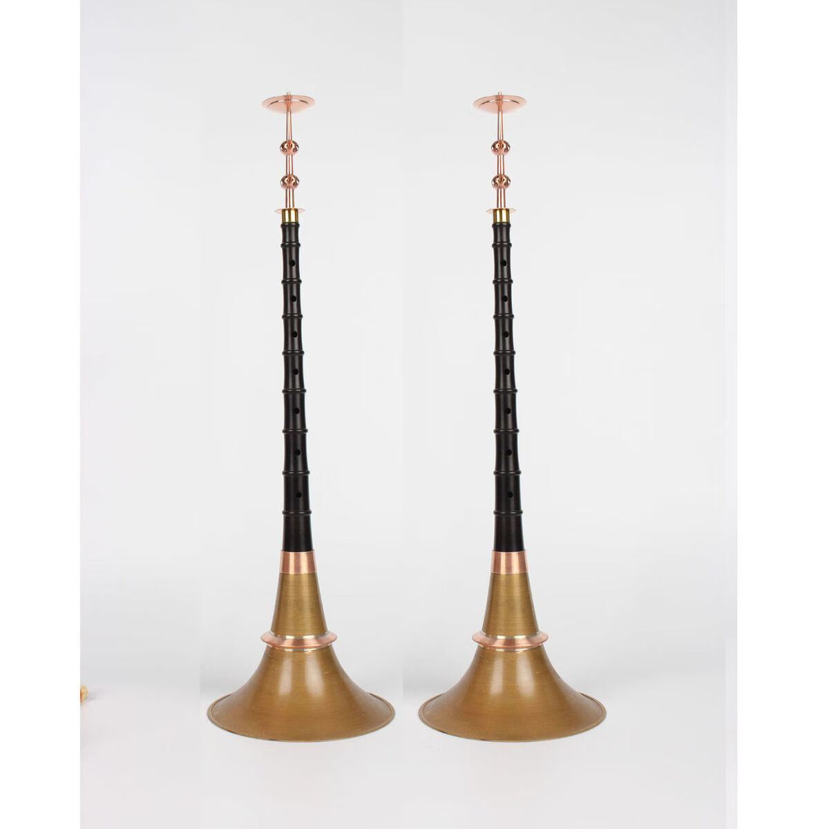 广西贵州地区唢呐杆红白喜事不定调宝塔唢呐杆九寸半皮灰黄铜碗33公分