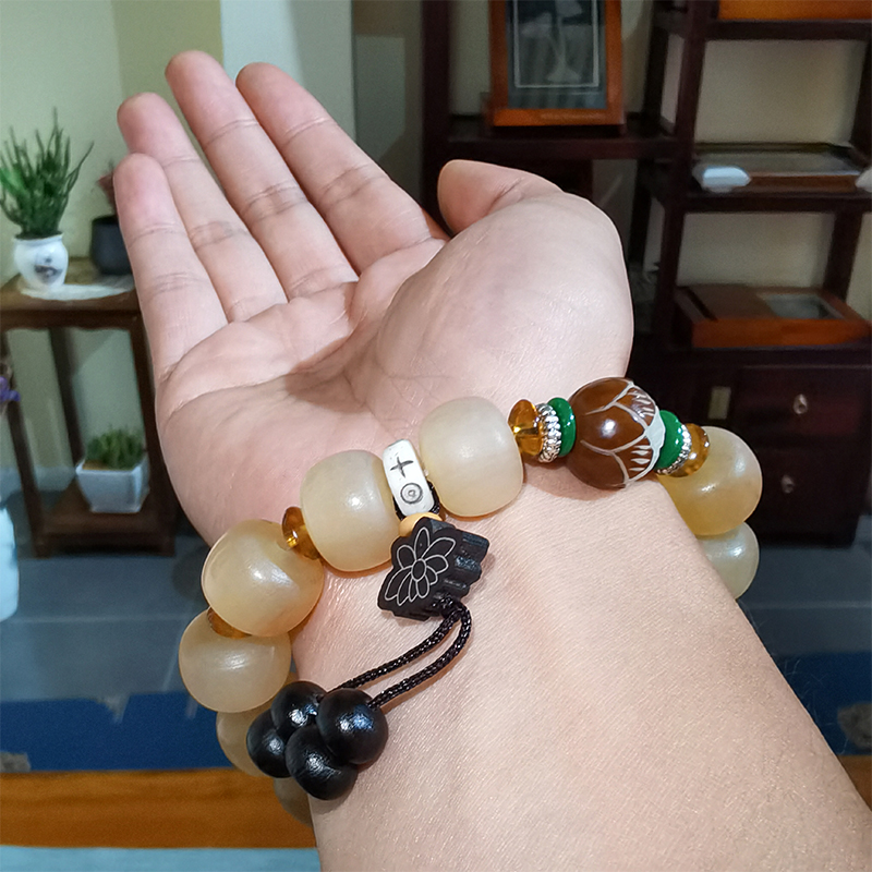 西藏羚羊角手串圆珠桶珠竹节原创养生文玩手链 羚羊角手串sn0231 圆形