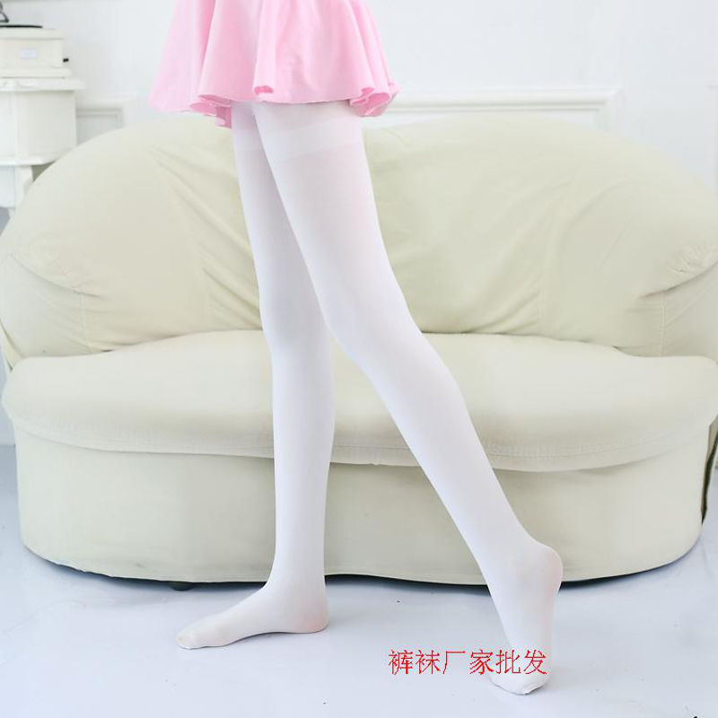 儿童连裤袜踩脚丝袜女童打底裤春秋宝宝白色舞蹈袜子练功春夏薄款