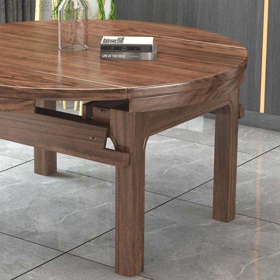 储物金丝檀木胡桃木系伸缩两用组合新房两用变形饭餐桌金丝檀木桌子