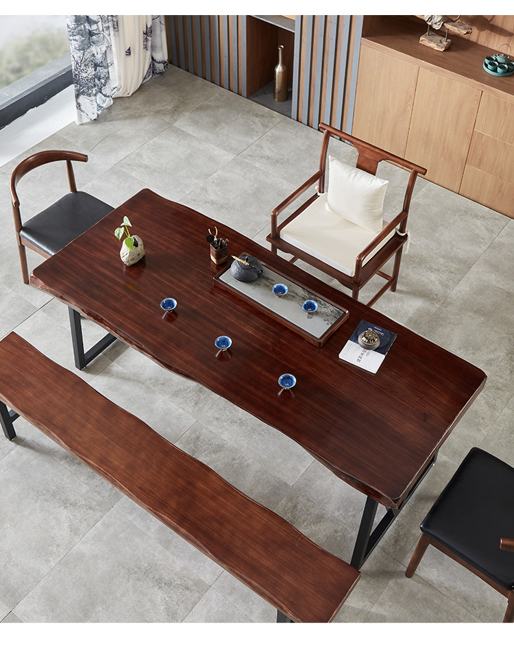 接待室会议桌茶台组合实木大板会议桌客厅接待茶台书桌办公桌简约茶几