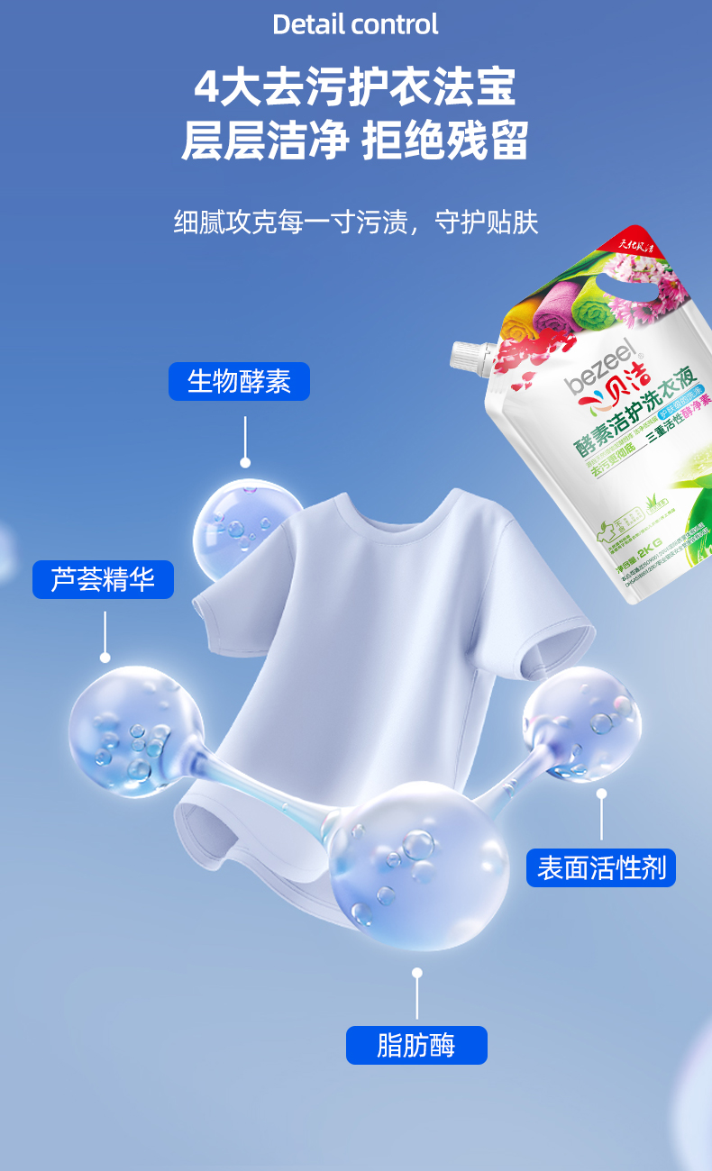 心贝洁洗衣液促销组合装香味持久家用实惠袋装宝宝专用婴儿整箱批32斤