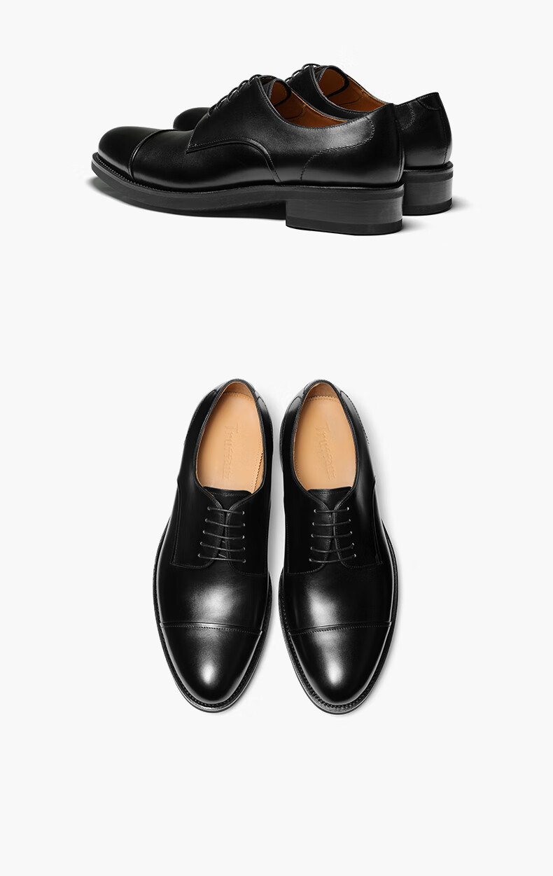 truffaut手工固特异皮鞋男士商务正装圆头德比鞋休闲真皮软底男鞋