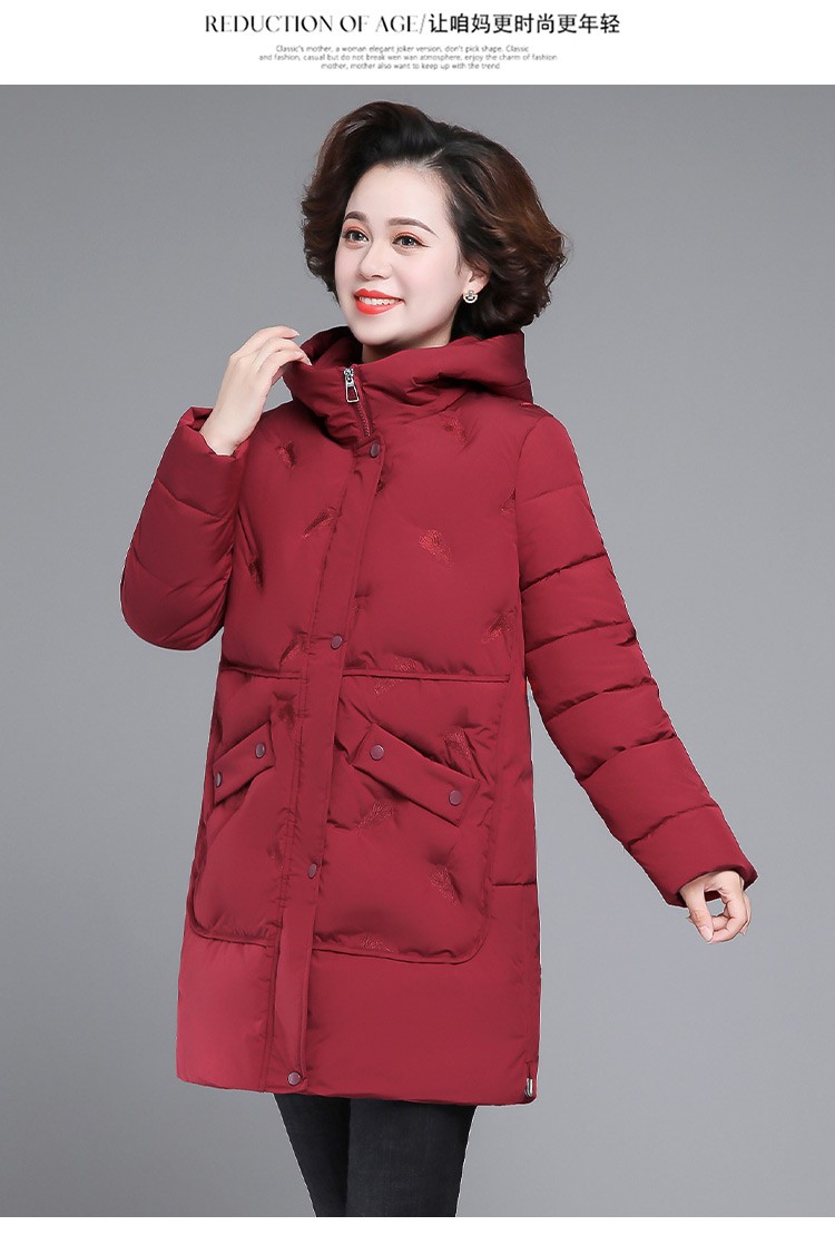 五月叶子高端品牌妈妈棉服女中长款2020新款女装冬季中老年棉衣时尚大