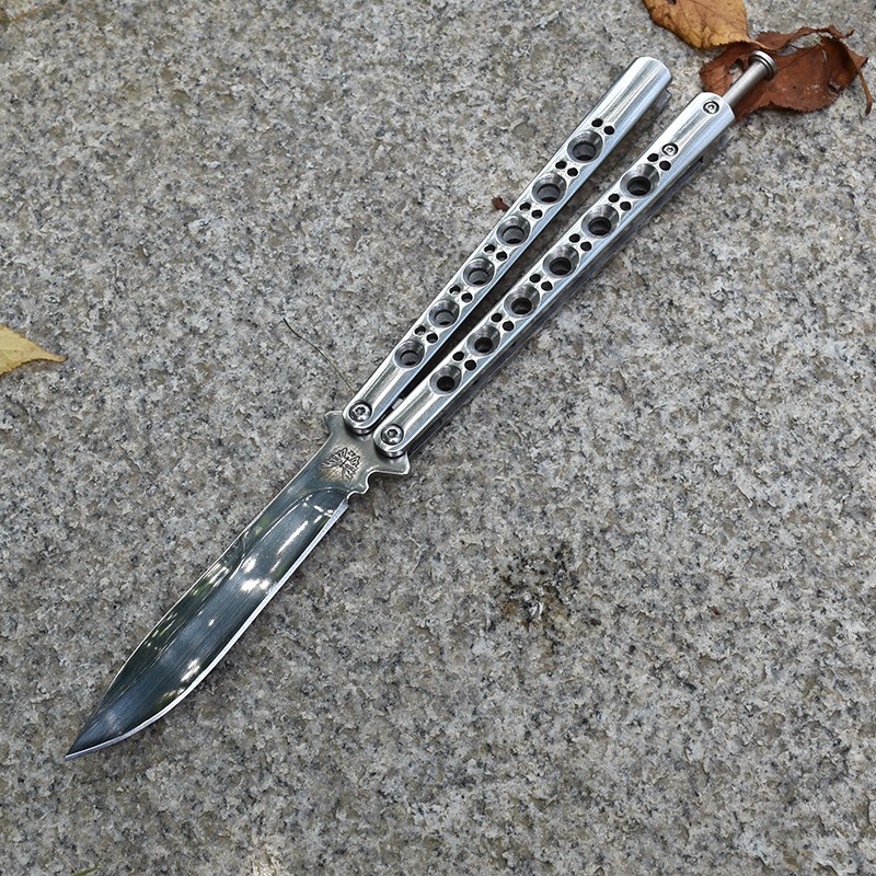 reticle蝴蝶甩手刀练习刀成人玩具户外防身野营训练全钢一体柄蝴蝶耍