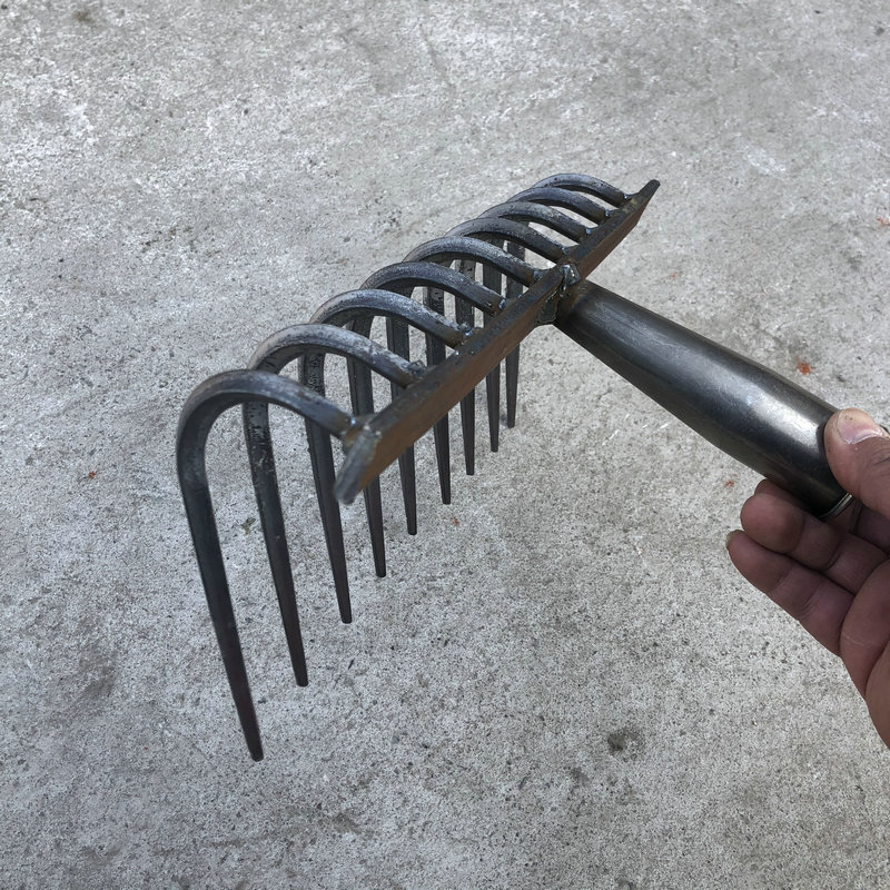 耙子农具九齿钉耙农用工具铁耙子翻地松土平地落叶种菜家用搂草农具钢