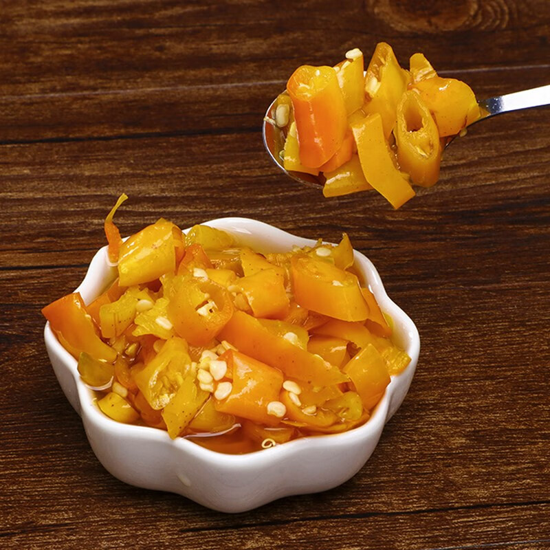 湖湘妹子1800g湖南特产黄贡椒黄剁椒三樟衡东黄贡椒香辣下饭 深红色