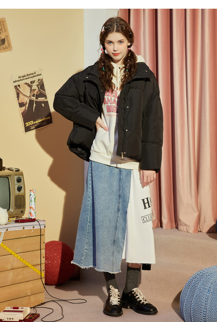 快鱼冬季女装保暖外套2020潮流韩版宽松茧型显瘦加厚立领棉服女ka 米