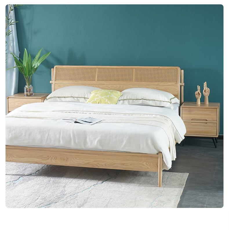 柏韵堂 实木床北欧原木 香柏木1.5米1.