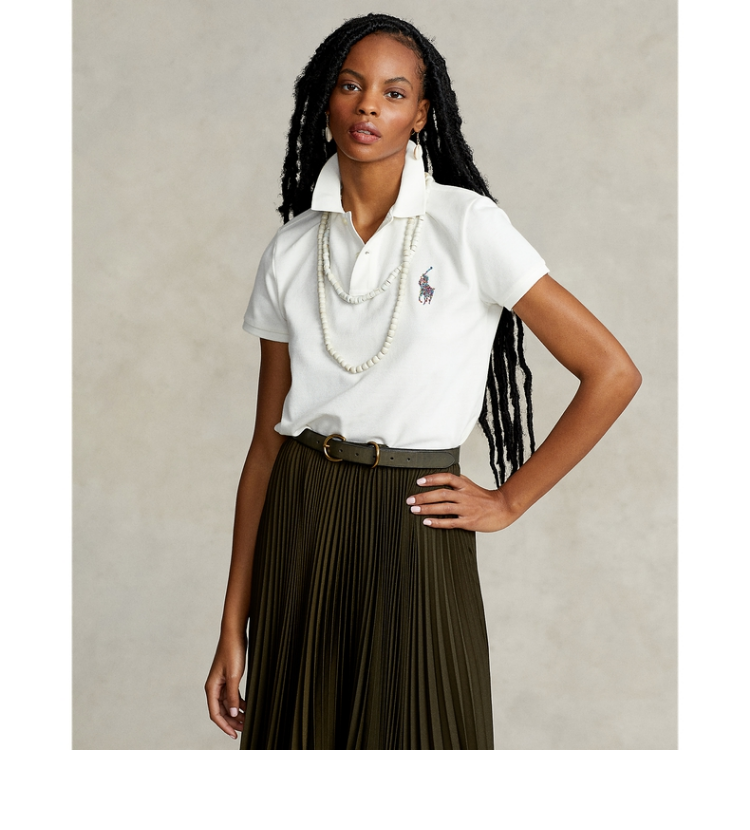 ralphlauren拉夫劳伦女装22春经典版棉珠饰大马polo衫rl23042100白色s