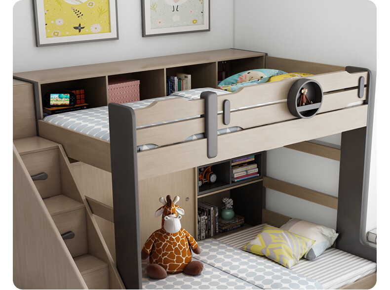 双层床儿童床高低床上床下桌小户型收纳省空间榻榻米12zs08上下床拖床