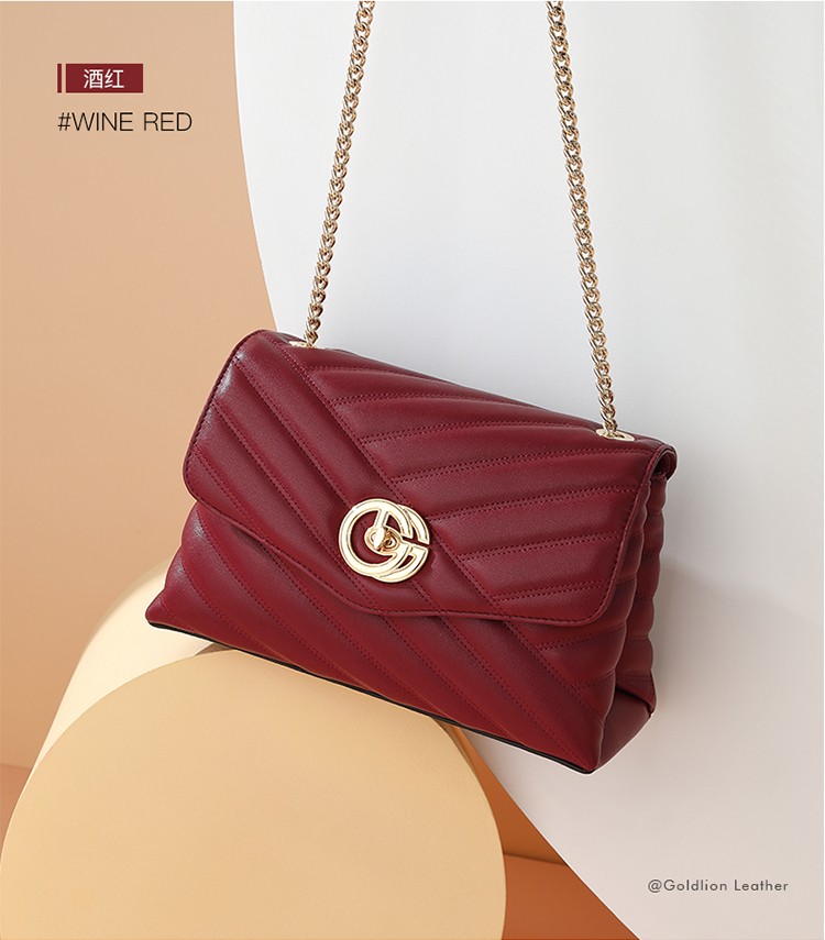 金利来女包百搭21年秋冬新款手提包潮小香风链条牛皮