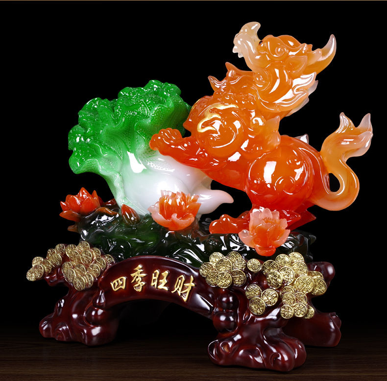 客厅办公室收银台装饰品 b款加大号四季旺财(貔貅)长40宽25高37cm重