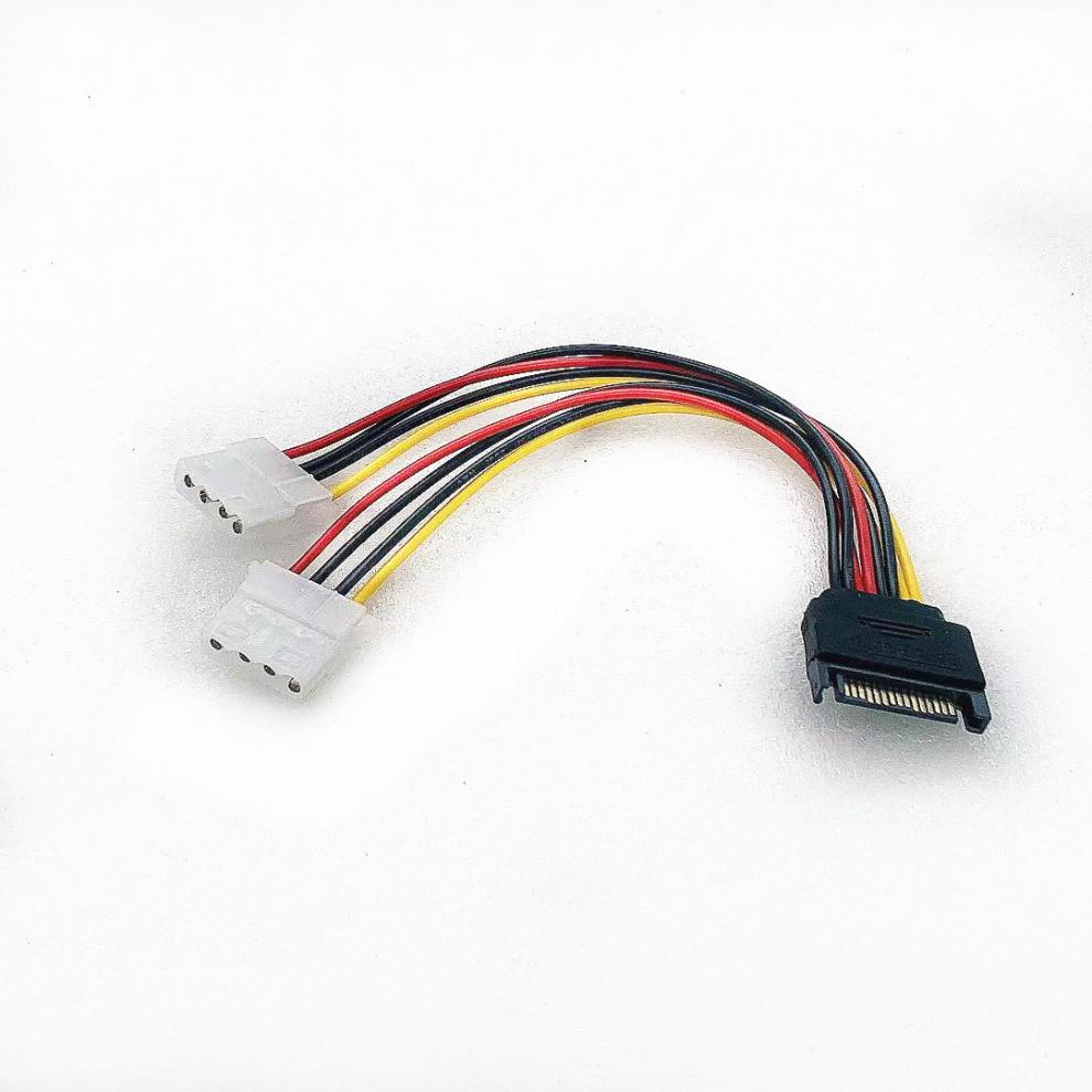 sata公转2口ide电源线sata15p公头一分二转大ide串口转4pin母头sata母