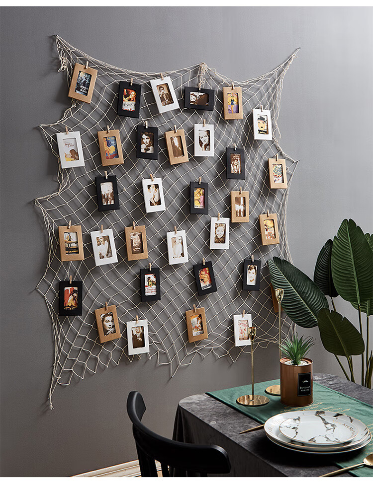 ins创意房间墙上照片家居卧室背景墙面装饰品奶茶店铺墙壁挂件渔网