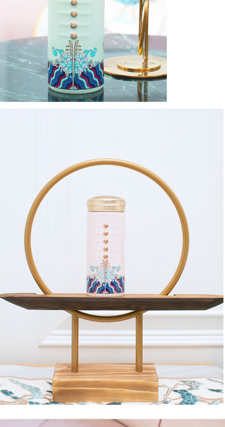 乾唐轩官方店活瓷华风锦上添花陶瓷杯随行水杯子330ml双层胭脂红手工