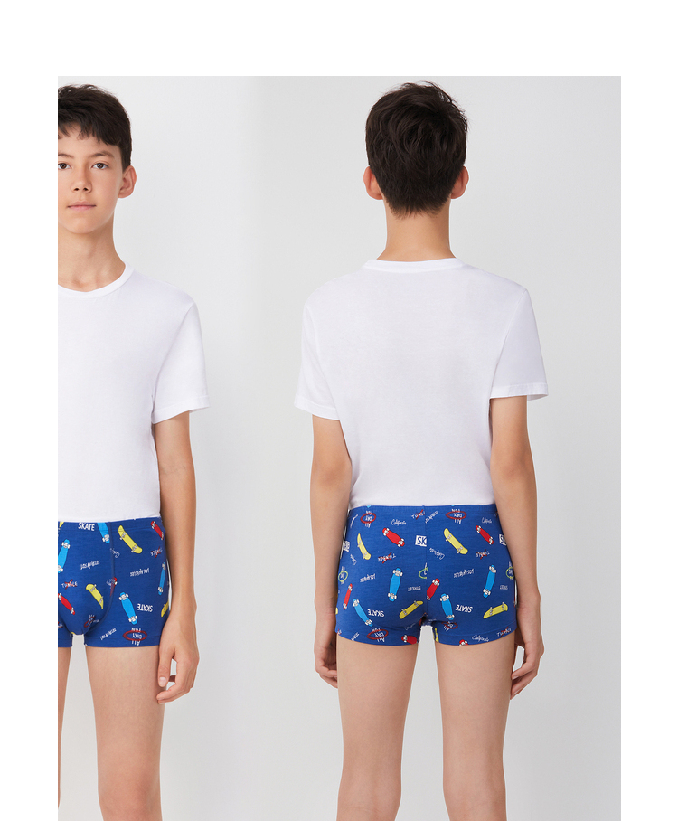 爱慕少年内裤男孩莫代尔印花初中生中腰平角裤素色内裤学生内裤纯色