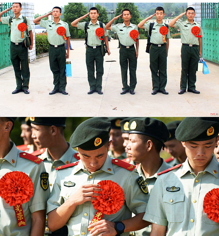 良米兮米家同款结婚定制大红花胸花军人光荣退休纪念品表彰新兵参军