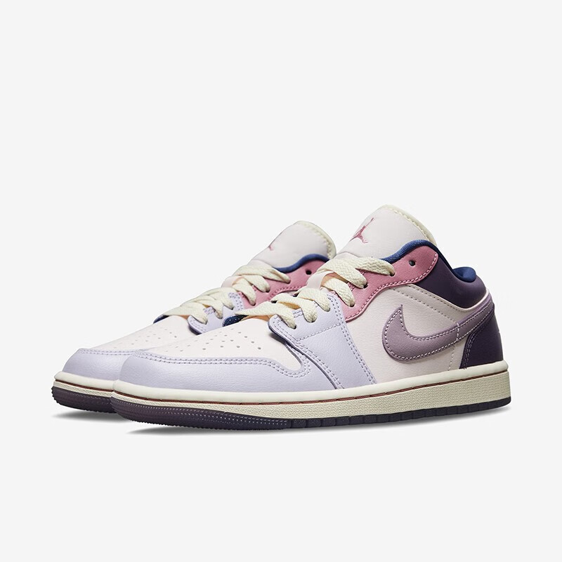 耐克nike air jordan 1 low aj1女款粉紫色复活节低帮休闲篮球鞋百搭