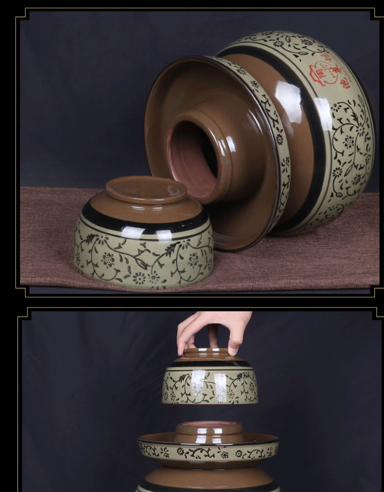 四川泡菜坛子土陶带内盖 四川泡菜老坛子家用土陶带盖老式土陶罐瓦罐