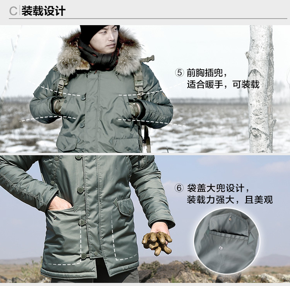 第三代龙牙n3b极地防寒服n3b棉服男大衣男冬季加厚中长款铁血深蓝色xs