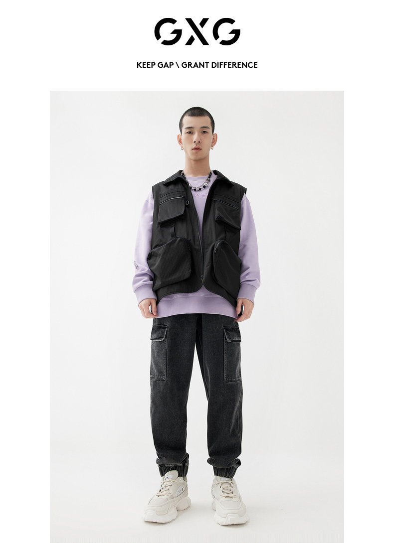 gxg男装生活系列22年春季新品商场同款城市观星者系列黑马甲黑色180xl