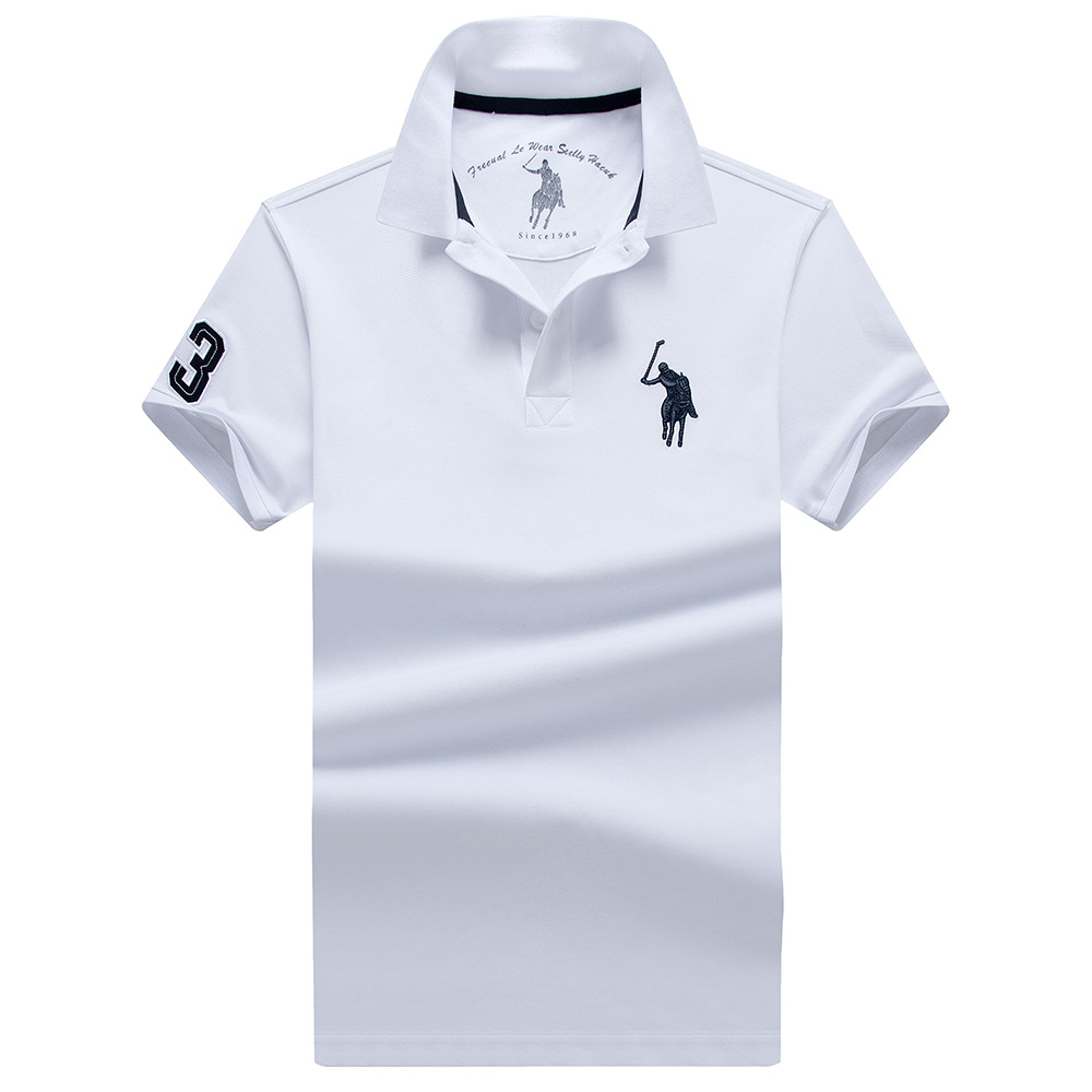保罗polo衫男装经典骑士马球标刺绣夏季新款纯色珠地棉翻领短袖男高端