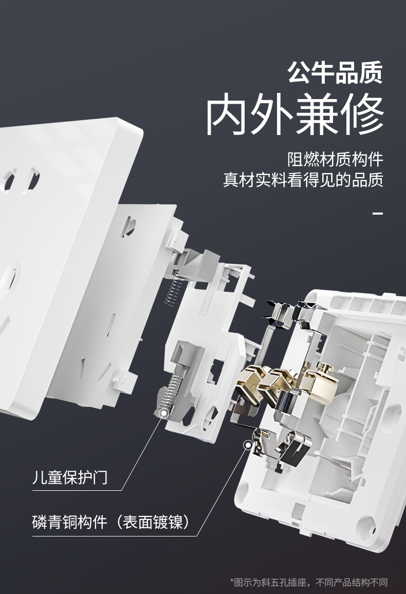 开关插座面板墙壁插座墙面多孔多功能多用电源暗装一开有线叮咚门铃