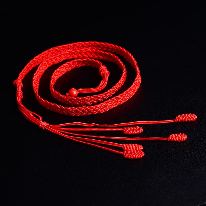 腰链红腰绳本命年红绳腰带朱砂生肖红腰链手工编织简单孕妇红腰带女