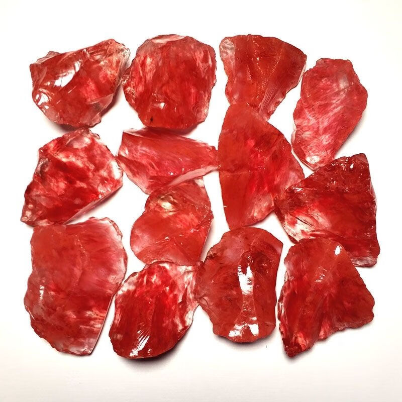 红水晶熔炼石人造水晶原石 标本扩香石香薰石鱼缸造景装饰摆件 2-3cm