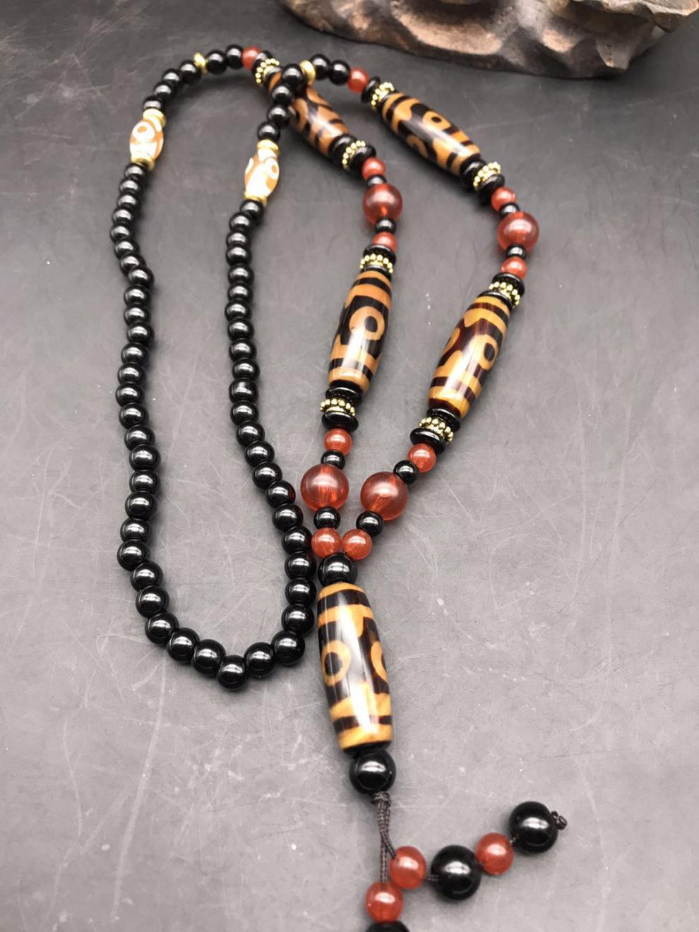 玛瑙天珠项链三眼九眼藏式佛珠男女款文玩饰品礼