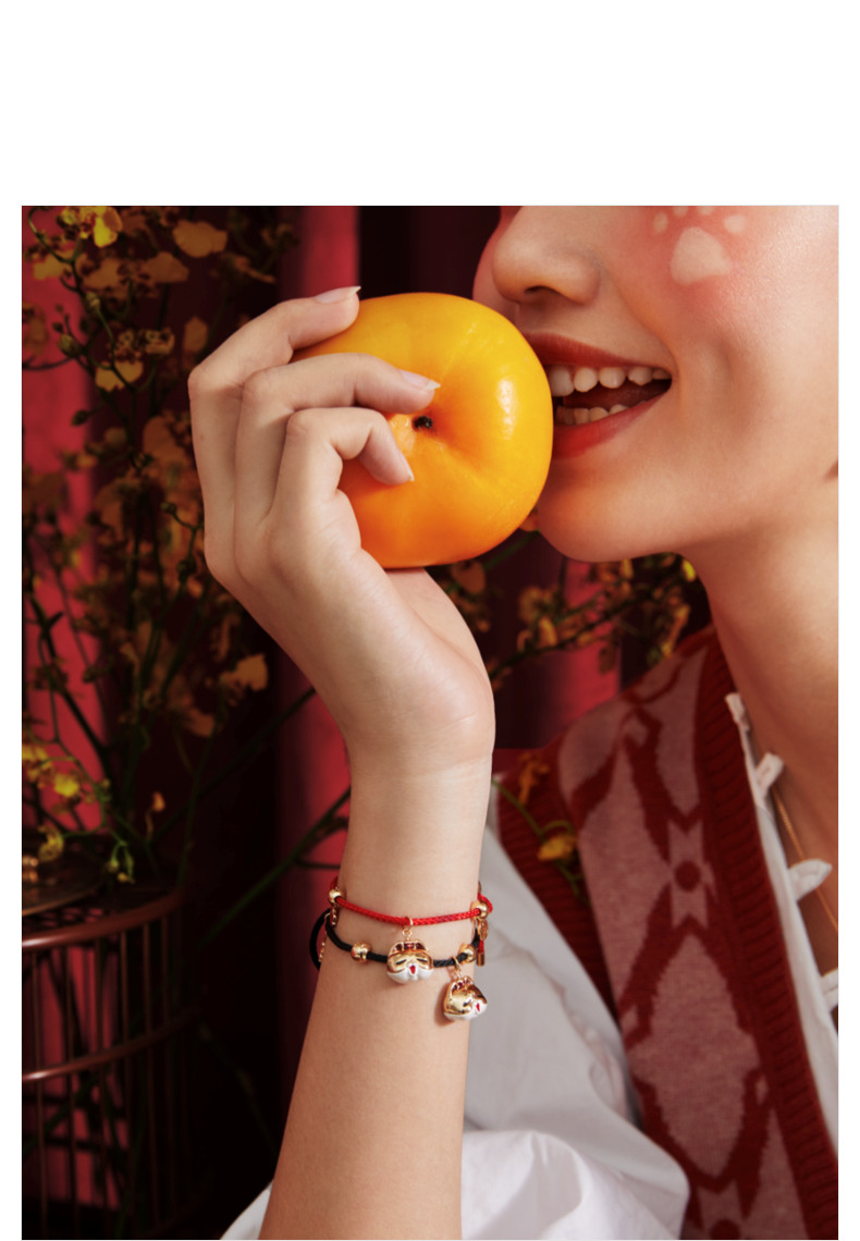 阿吉豆宫廷文化御猫系列双色手链国潮情侣幸运本命年红绳手绳礼盒生日